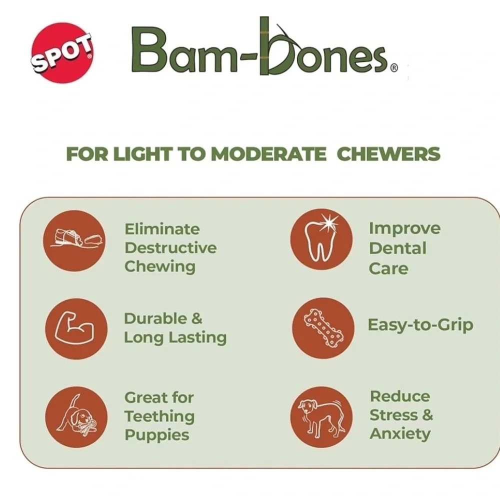 SPOT Bam-Bones Fish Chew Toy for Dogs - Durable, Salmon-Flavored-NWT